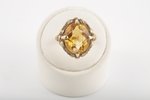 gold, 585 standard, 4.94 g., citrine, the 20-30ties of 20th cent., Latvia...