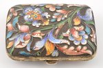 snuff-box, silver, with enamels, master Sergay Nazarov, 6.5 x 5 x 2 cm, 84 standard, 79.06 g, 1898,...