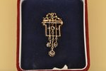 brooch-pendant with white enamel, 4 brilliants (3.5-4.4mm) and 9 diamonds, gold, 6.24 g., hallmark 5...