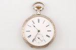 pocket watch, silver, 900 standart, 82.11 g, diameter 5 cm...