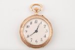 pocket watch, the beginning of the 20th cent., gold, 18.35 g, enamel, diameter 3 cm, Inner cover - m...