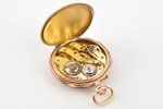 карманные часы, начало 20-го века, золото, 18.35 г, эмаль, диаметр 3 см, внутреняя крышка - металл...