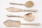 set of 4 dining accesories with silver handles, hallmark 875, Latvia, 20-30ties of 20th cent., handl...