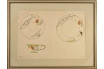 Suta Romans (1896-1944), Mets tējas trio tasītei "Pavasara motīvs", 1937 g., papīrs, akvarelis, 30 x...