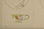 Suta Romans (1896-1944), Mets tējas trio tasītei "Pavasara motīvs", 1937 g., papīrs, akvarelis, 30 x...