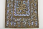 Святой Георгий с изображениями святых в медальонах на полях., медный сплав, литьё, 1-цветная эмаль,...