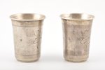 beaker, silver, 2 pcs., height 6 cm, 84 standard, 60.81 g, the beginning of the 20th cent., St. Pete...