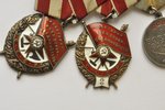 комплект, 2 Ордена Красного Знамени №208394, № 29422, медаль За Боевые Заслуги №2602521, медаль За П...