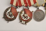 set, 2 Red Banner orders №208394, № 29422, medal for Combat Merit №2602521, medal for the Victory ov...