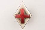 badge, Red cross, Latvia, 20-30ies of 20th cent., 37x24 mm...