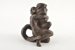 candle-holder, Woman with a Dolphin, style art-nouveau, cast iron, 14.5 cm, weight 1510 g., Kasli, m...