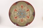sienas šķīvis, ziedu motīvs, Rūdolfa Pelšes keramikas darbnīca LMA, Rīga (Latvija), 1932 g., 39 cm,...