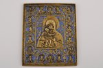 Fyodor's Mother of God with Jesus Christ and selected saints, copper alloy, 1-color enamel, Russia,...