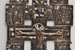 Crucifixion of Christ with elected and upcoming icons, copper alloy, silvering, 2-color enamel, Russ...
