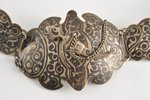 a belt, silver, Kaukāzs, 84 standard, 165 g, 74 cm, 1908, Kiev, Russia, Southern niello...