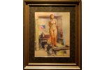 Beļcova Aleksandra (1892-1981), "Darbnīcā", 20 gs. 30tie gadi, papīrs, pastelis, 42.5 x 33.5 cm, Eks...