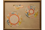 Suta Romans (1896-1944), Skice tējas trio apgleznošanai, 20 gs. 30tie gadi, papīrs, akvarelis, 25 x...