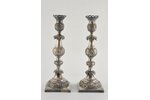 candlestick, silver, height 31 cm, 84 standard, 644 g, 31 cm, 1887, Russia, Polish province, 2 pcs....