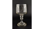 a wine glass, with initials "ЕМ", 26 cm, glass, Russia, the 2nd half of the 19th cent....
