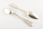 set, spoon, silver, 2 table spoons, 84 standard, 132 g, 22 cm, 1868, Riga, Russia...