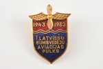 badge, The 1st Latvian bombarding aviation regiment, Latvia, USSR, 1983, 32x22 mm...