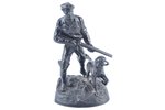 statuete, Mednieks ar suni, čuguns, 16,5 cm, svars 1220 g., PSRS, Kasli, 1973 g....