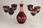 графин и шесть фужеров, WMF рубиновое стекло, номер изделия 128, Германия, 60е годы 20го века, идеал...