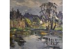 Veldre Harijs (1927-1999), Ainava ar ezeru, audekls, eļļa, 65x70 cm...