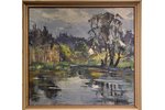 Veldre Harijs (1927-1999), Ainava ar ezeru, audekls, eļļa, 65x70 cm...