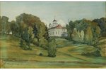 Плотников Владимир А. (1866–1917), Пейзаж с церковью, 1912 г., бумага, акварель, 19x29.5 см...