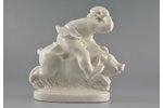 figurine, A Boy Riding a Pig, porcelain, Riga (Latvia), USSR, sculpture's work, molder - Aldona Elfr...