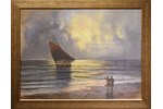 Kins A., A Landscape with a Sail-ship, paper, pastel, 48.5x64.5 cm...