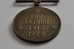 medal, 10 year jubilee commemorative medal of the Latvian liberation war, Latvia, 1928, 35х35 mm...
