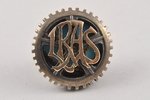 badge, LRAS, silver, gold, Latvia, 20-30ies of 20th cent., 16 mm, 3.85 g...