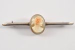 a brooch, Camea on a shell, silver, 4.2 g., the item's dimensions 5.5х1.5 cm, the beginning of the 2...