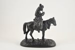 figurālā kompozīcija, Kirgīzs uz zirga, čuguns, 21x18 cm, svars 1610 g., Krievijas impērija, Kusa, 2...