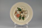 decorative plate, Flowers, sculpture's work, Riga (Latvia), the 40ies of 20th cent., 24.5 cm, handpa...
