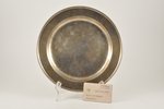 šķīvis, sudrabs, Vācu baronu von Krüdener ģerbonis, 84 prove, 390 g, 24.5 cm, 19. un 20. gadsimtu ro...