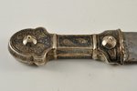 dagger, Kama, total length 36 cm, handle's length 11 cm cm, the 20th cent., silver, blackening, tota...