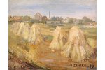 Zavickis Matiss (1911–1988), Sheafs of hay, 1949, carton, oil, 47.5 x 59 cm...