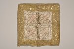 part of religious clothes (kerchief), embroidery, Russia, the 19th cent., 35x35 cm...