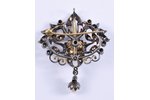 a pendant, a brooch, gold, silver, 750 standard, 8.89 g., the item's dimensions 46x38 cm, diamond, s...