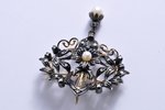 a pendant, a brooch, gold, silver, 750 standard, 8.89 g., the item's dimensions 46x38 cm, diamond, s...