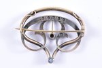 a pendant, a brooch, Art-Nouveau, gold, silver, 5.51 g., the item's dimensions 32x38 cm, diamond, sa...
