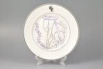 decorative plate, Ballet, sculpture's work, Riga (Latvia), 1941, 19.5 cm, handpainted by Ludwig Kaln...