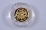 10 латов, 1997 г., золото, Латвия, 1.24 г, Ø 13.92 мм, Proof, с сертификатом...