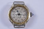 wristwatch, metal, gold plated, Ø 25 mm, saphir (?), in working order, needs servicing...