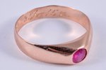 a ring, gold, 56 standard, 3.03 g., the size of the ring 18.5, ruby, the beginning of the 20th cent....