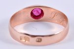 a ring, gold, 56 standard, 3.03 g., the size of the ring 18.5, ruby, the beginning of the 20th cent....