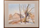 Gustinsh Zigurds (1919-1950), Spring landscape, 1948, paper, water colour, 30.5х37 cm...